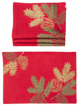 Christmas Pine Tree Branches Embroidered Double layer 14''X20'' Placemats, S/4