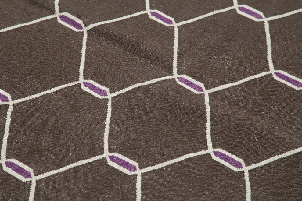 Rug N Carpet - Handmade Wool 3' 7'' x 5' 7'' Geometric Dhurrie Kilim Rug