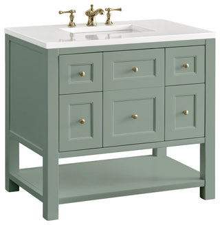 Breckenridge 36" Single Vanity, Smokey Celadon,  White Zeus Quartz Top