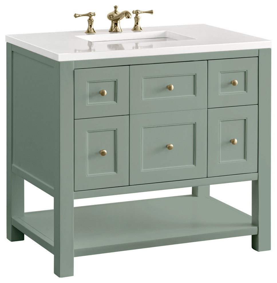 Breckenridge 36" Single Vanity, Smokey Celadon,  White Zeus Quartz Top
