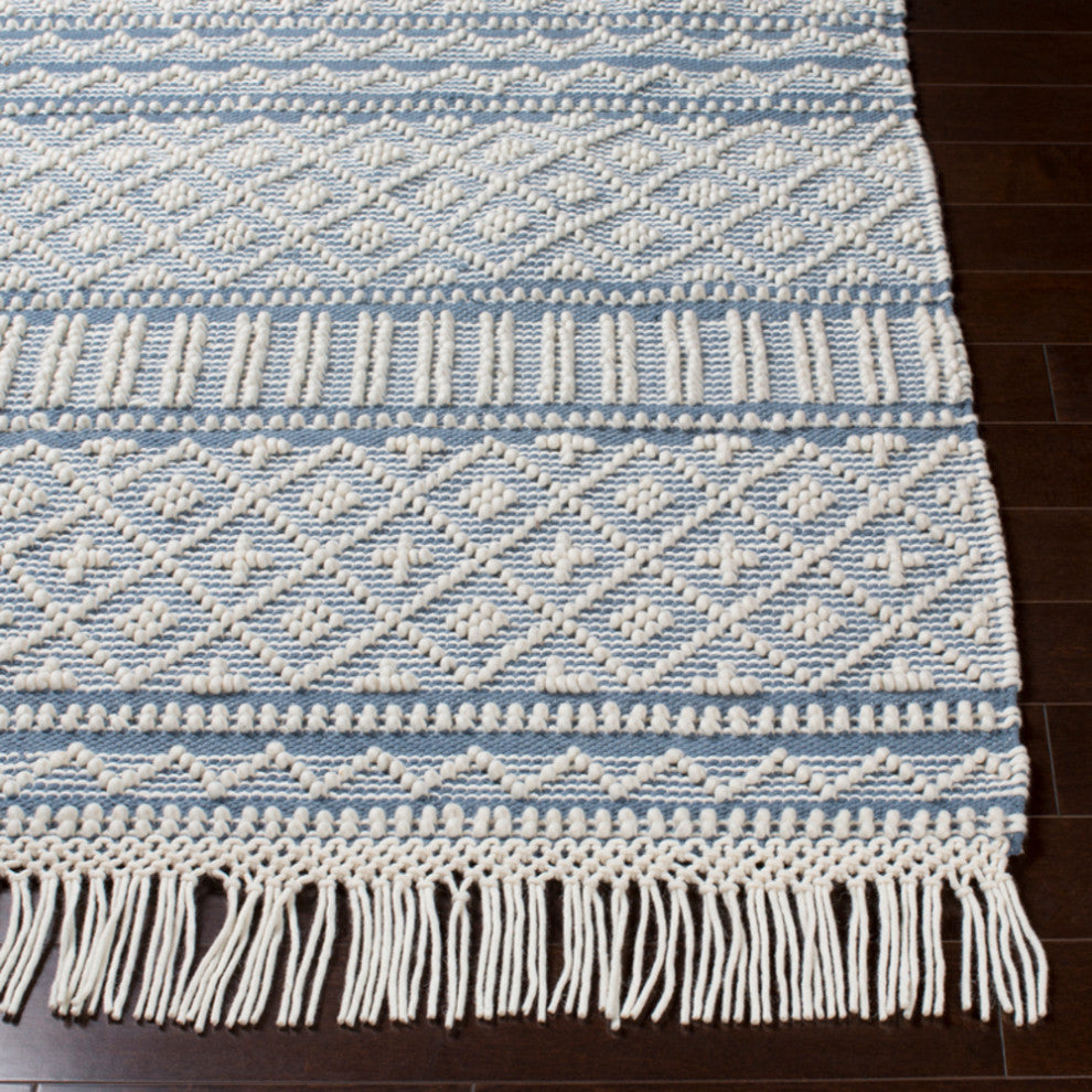 Surya Farmhouse Tassels FTS-2300 Bohemian Area Rug, Denim, 6' x 9' Rectangle
