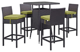 Convene 5-Piece Outdoor Wicker Rattan Pub Set, Espresso Peridot
