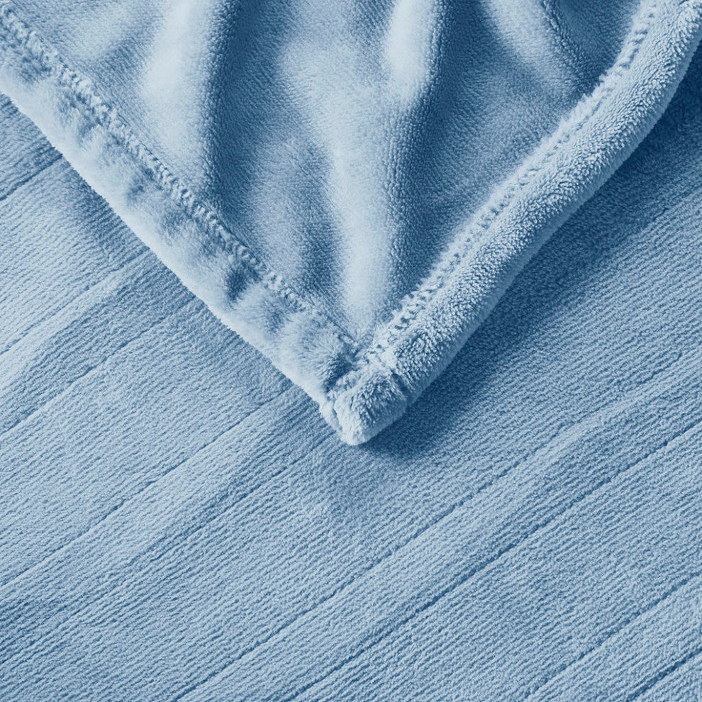 Serta Plush Heated Throw, Light Blue