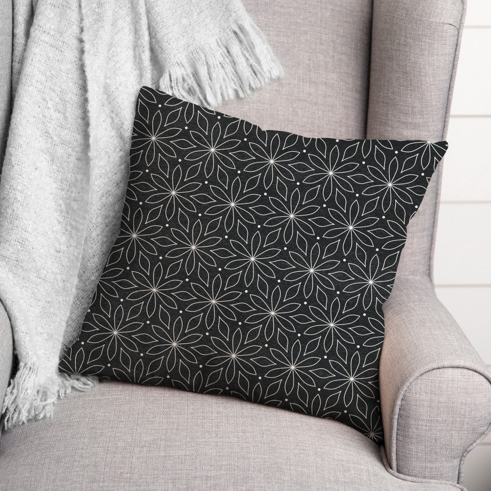 Monochromatic Flowers 18x18 Spun Poly Pillow