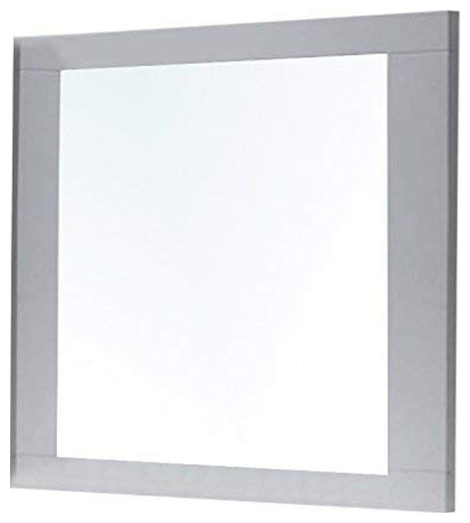 Benzara BM205634 Rectangular Wooden Frame Mirror, White and Silver