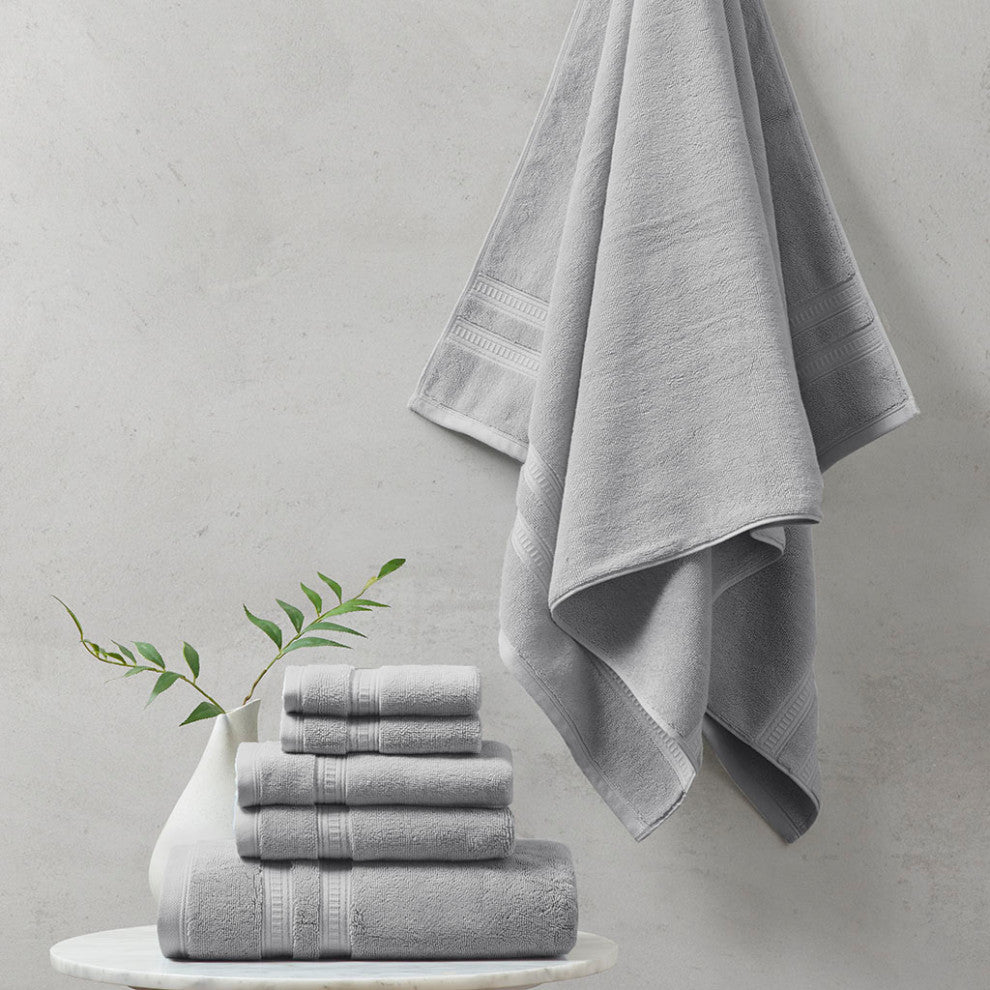 Beautyrest 750g Premium Antimicrobial 6-Piece Towel Sets, Light Gray