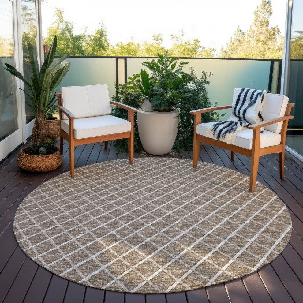Indoor/Outdoor York YO1 Taupe Machine Washable 10' x 10' Rug