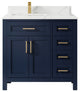 Cambridge 36 Left Offset Bath Vanity in Hale Navy Blue 1.5" Calacatta Laza