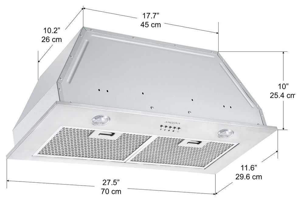 Insert Stainless Steel Range Hood, 28"