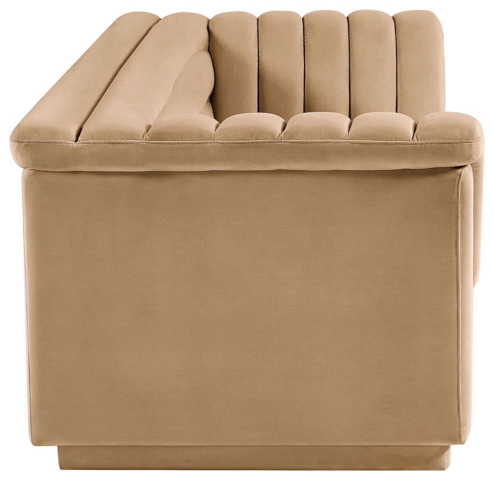 Cascade Upholstered Set, Camel, Velvet, Sofa