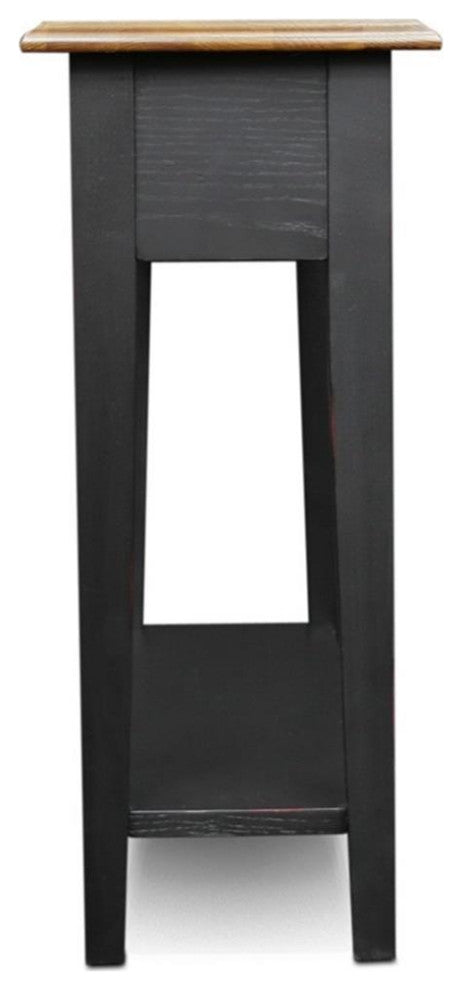 Leick Furniture Chairside Wood End Table in Slate Black Finish