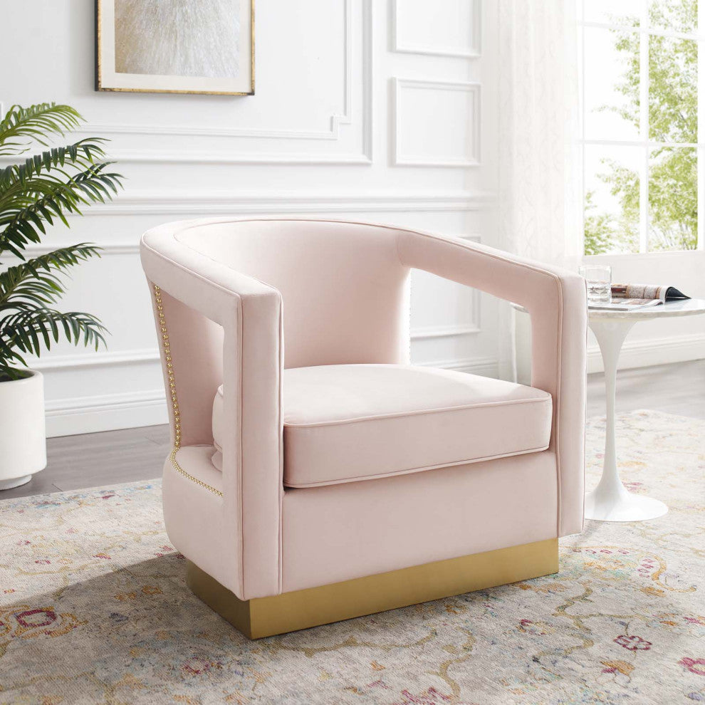 Frolick Performance Velvet Armchair - Pink