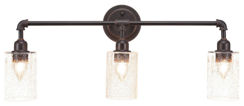 Vintage 3 Light Bath Bar With 4" Clear Bubble Glass