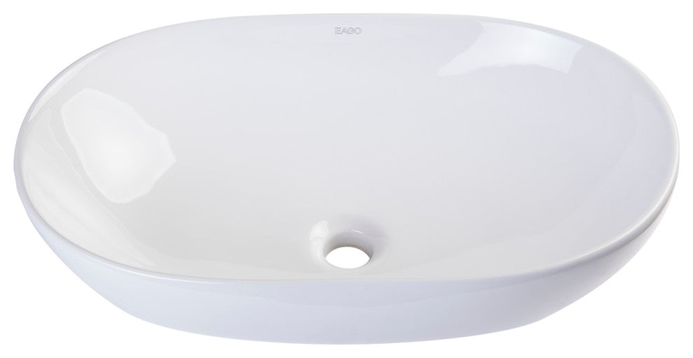 EAGO BA352 23'' White Oval Porcelain Bathroom Sink Basin without Overflow