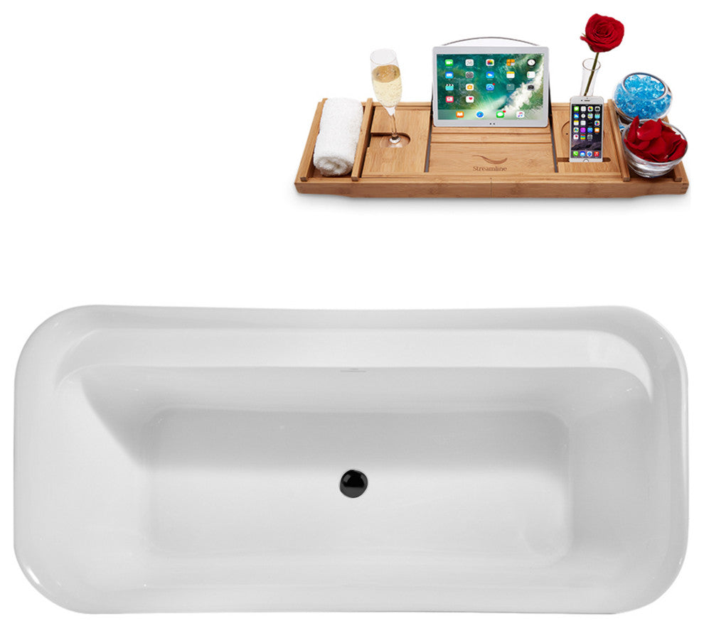 67" Streamline N1721BGM Freestanding Tub and Tray With Internal Drain