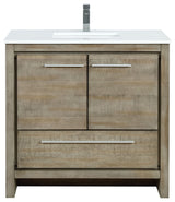 Lafarre 36 Rustic Acacia Vanity,Quartz Top, Sink, Nickel Faucet Set