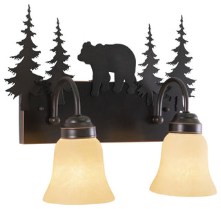 Bryce Bronze Rustic Bathroom Wall Fixture, Bear, 2-Light