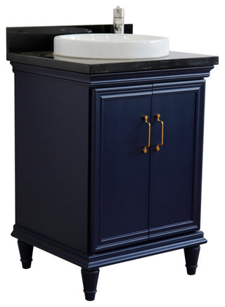 25" Single Vanity, Blue Finish With Black Galaxy And Round Sink