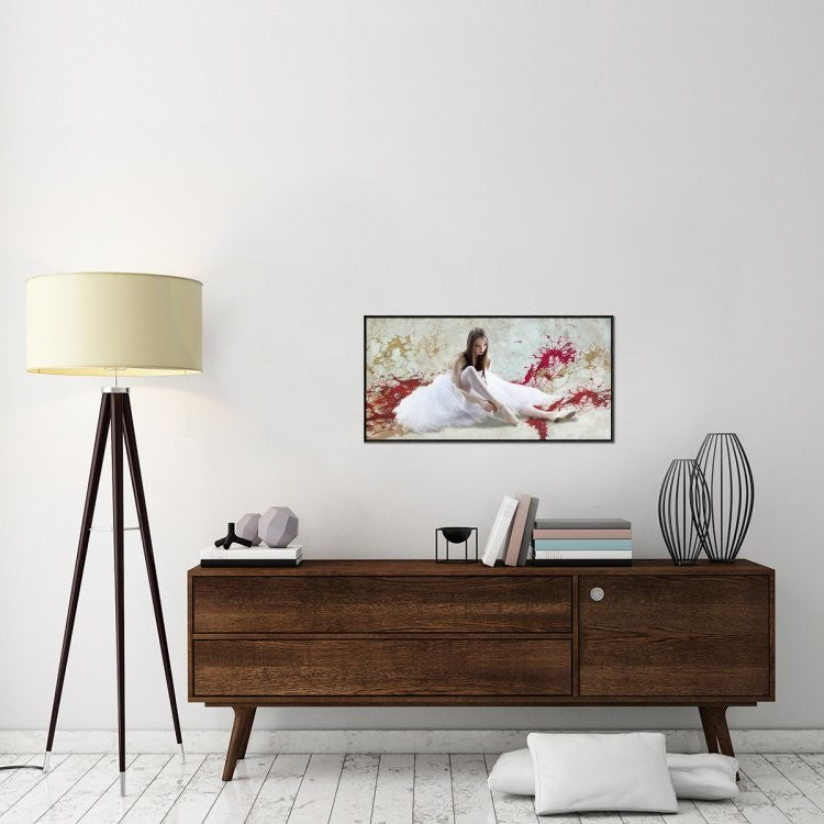"Ballet Dancer" Framed Canvas Giclee by Teo Rizzardi, 37x19"