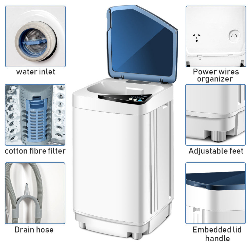 Full-Automatic Washing Machine 7.7 lbs Washer/Spinner Germicidal UV Light Blue