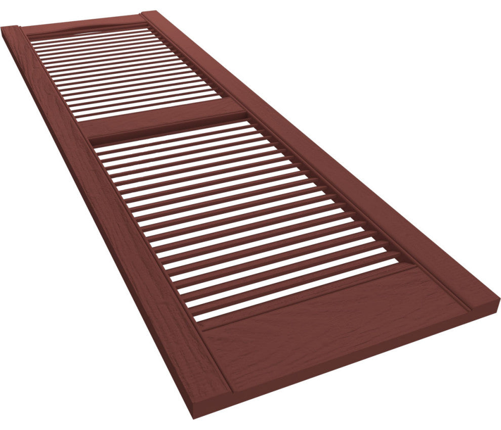 Lifetime Vinyl Standard Cathedral 2-Equal Louver Shutters, Red 027
