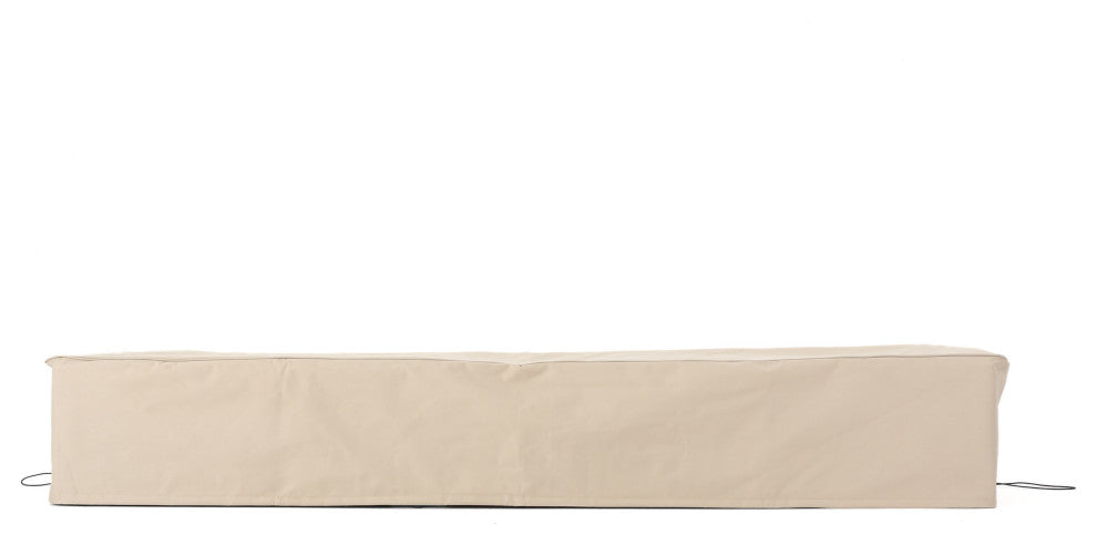 GDF Studio Solana Outdoor Beige Waterproof Fabric Lounge Set Cover, Set of 2