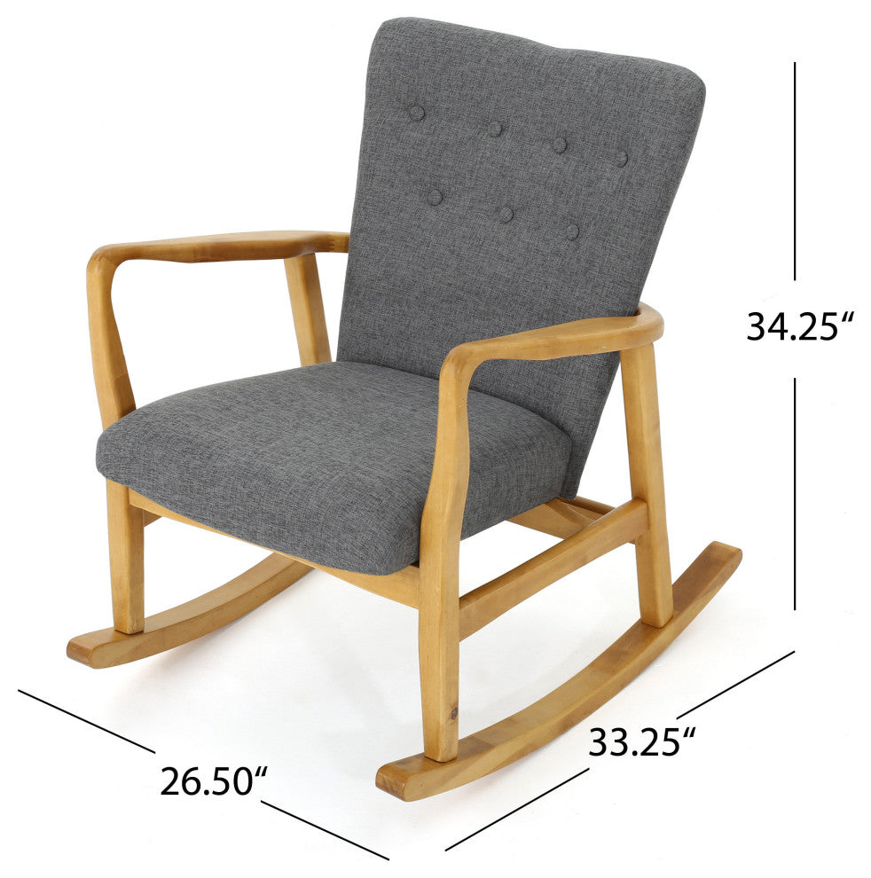 GDF Studio Collin Mid Century Fabric Rocking Chair, Gray