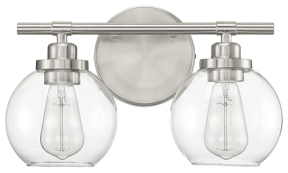 Carson Bathroom Vanity Light, Satin Nickel, 2-Light Bath