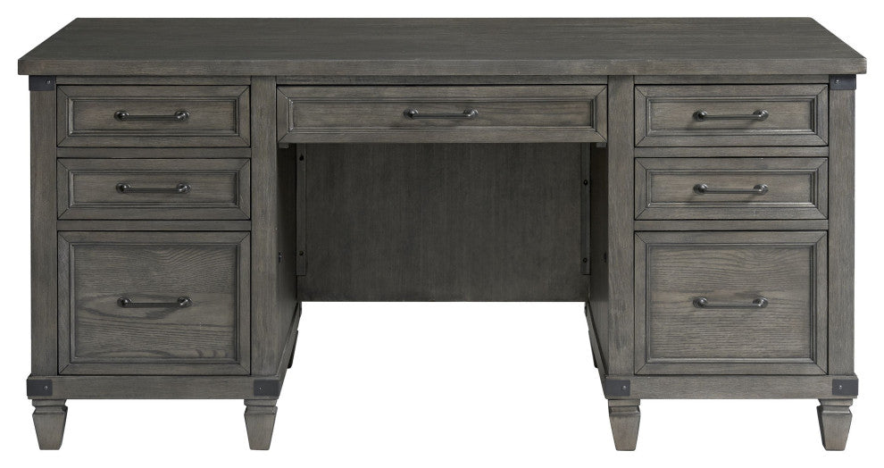 Foundry 66" Wide Executive Desk, Brushed Pewter