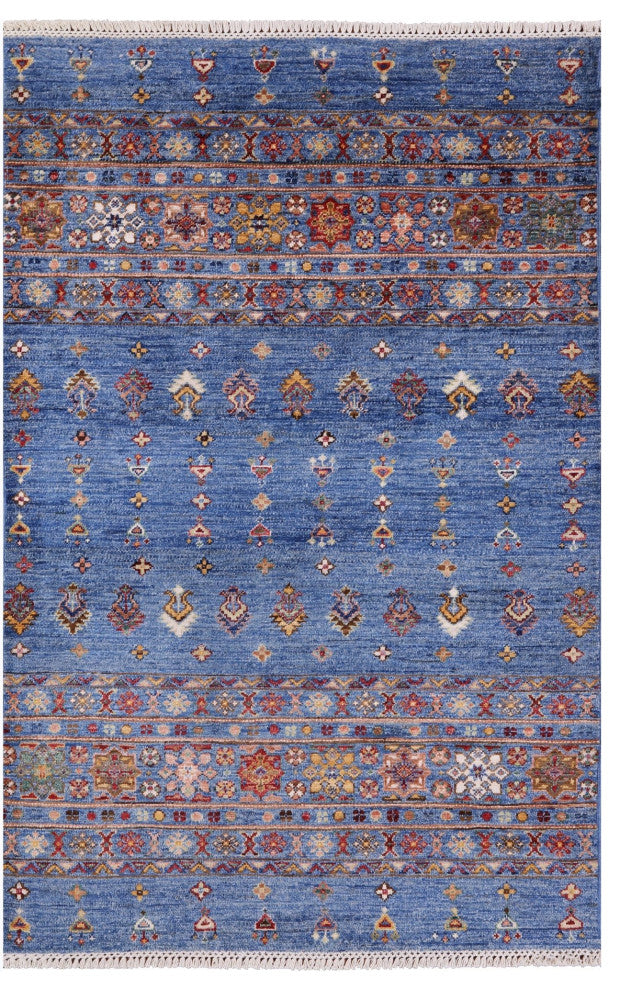 3' 5" X 5' 1" Handmade Super Kazak Khorjin Wool Rug Q10027