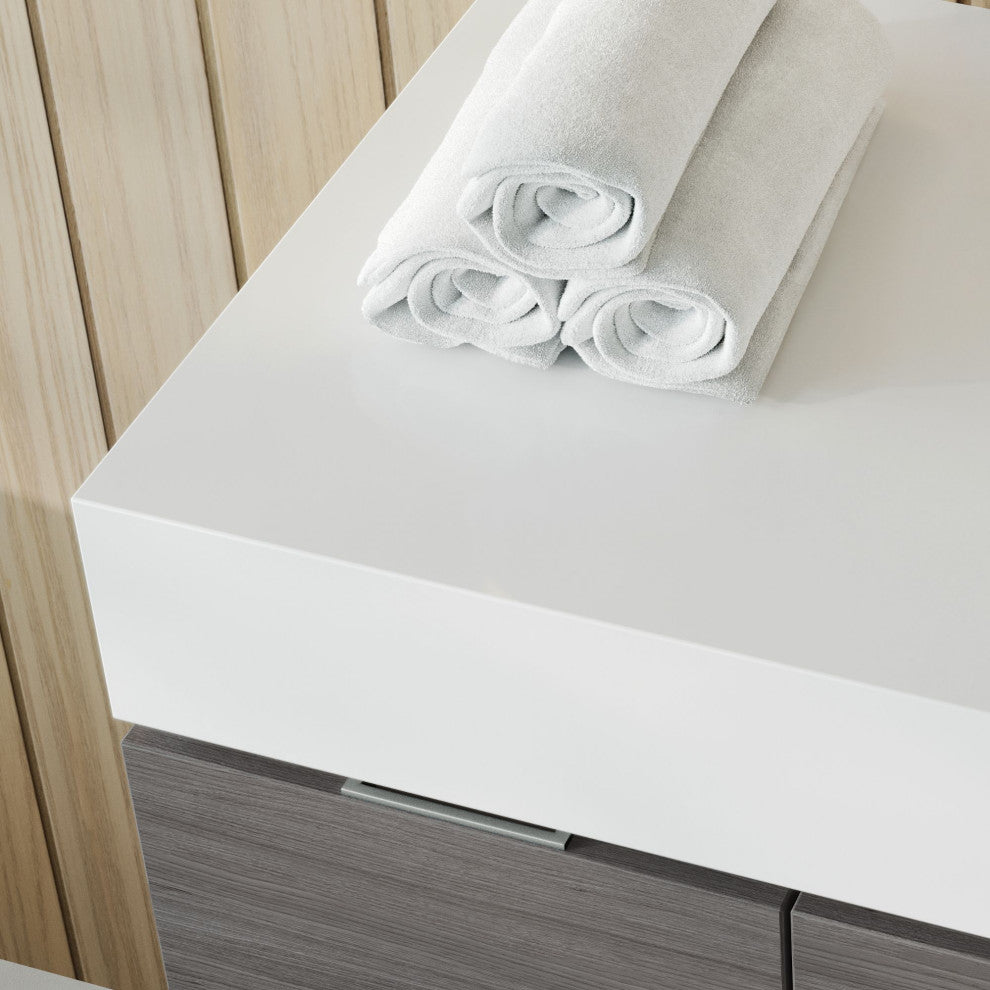 Boutique Bath Vanity, Vulcan Ash Gray, 48", Single Sink, Wall Mount