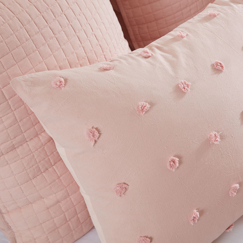 Urban Habitat Brooklyn Pom-Pom 7-Piece Duvet Cover Set, Pink