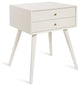 Finco Two Drawer Wood Nighstand Side Table, White