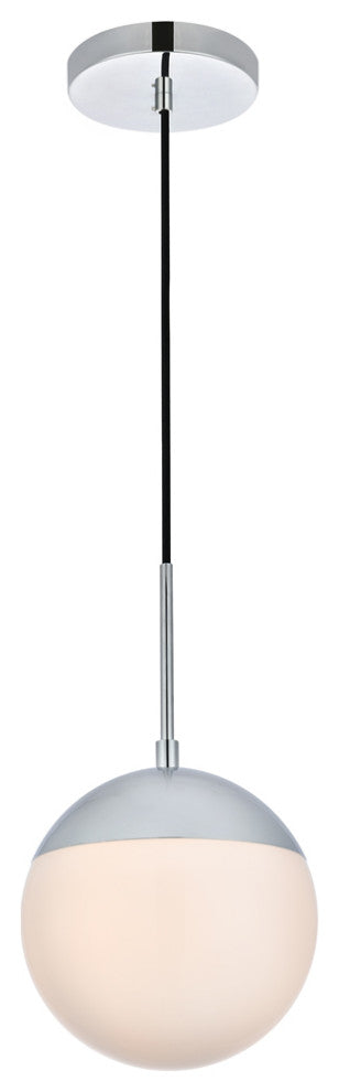 Eclipse 1 Light Pendant in Chrome & Frosted White