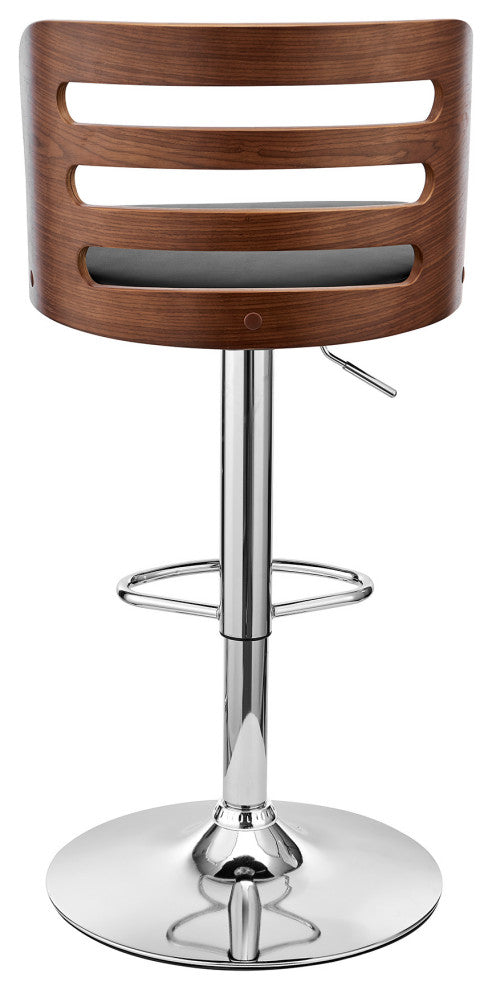 Black Upholstered Chrome Base Adjustable Swivel Bar Stool