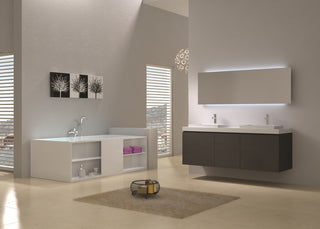 ADM Shelved Freestanding Bathtub, Matte White, 68.9"