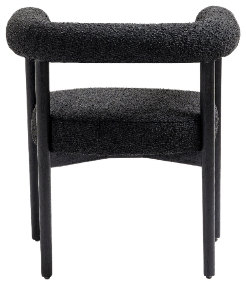 Hyatt Boucle Fabric Upholsetered Dining Chair, Black, Black Finish