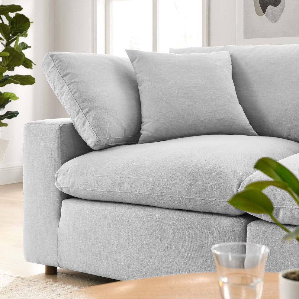 Commix Down Filled Overstuffed 2-Piece Sectional Sofa Set, Light Gray