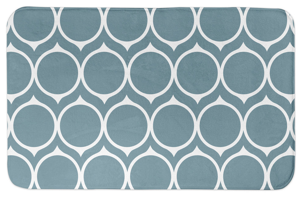Blue Mid Mod Circles 34x21 Bath Mat