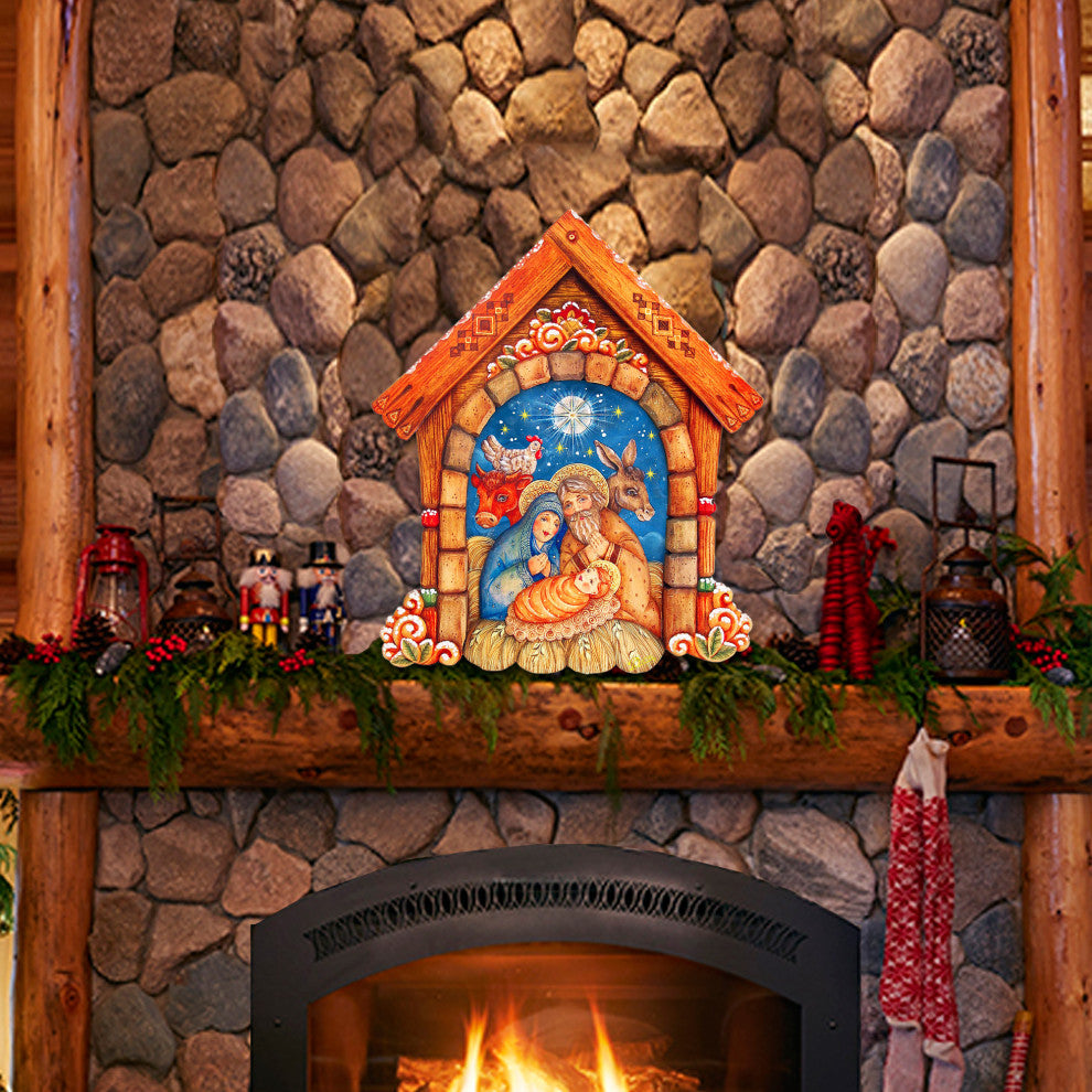 Village Nativity Door Hanger