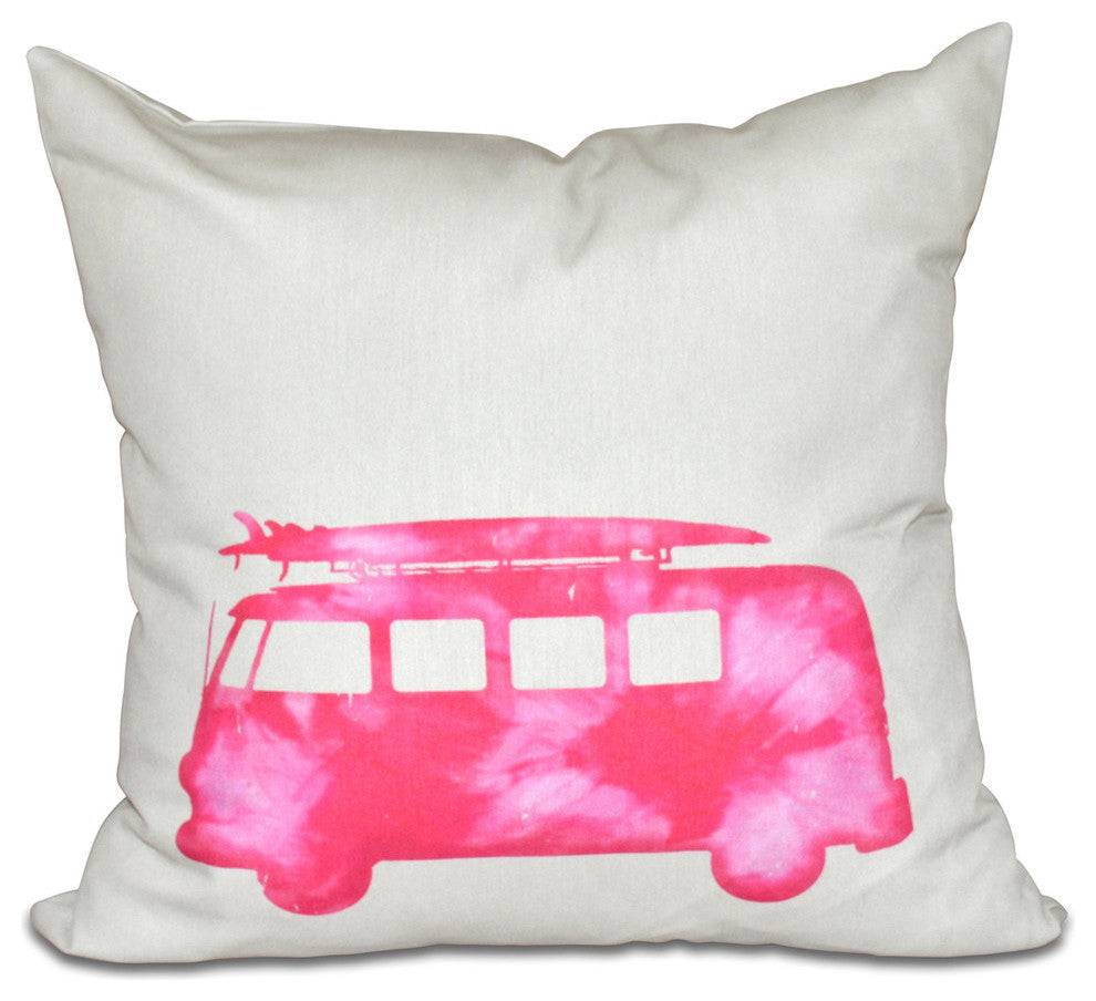 Beachdrive, Geometric Print Pillow, Pink, 18"x18"
