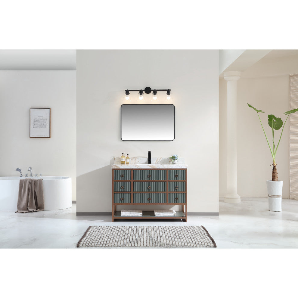 Vanity With Mirror,Sconce,Faucet Included