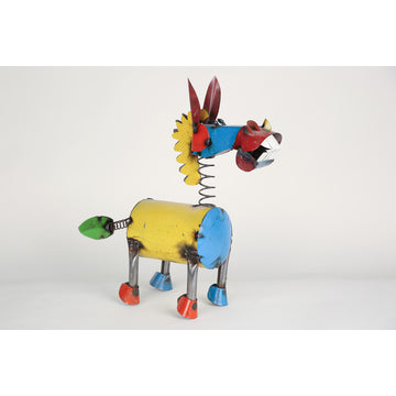 Recycled Metal Springy Donkey, Multi-Colored, Medium
