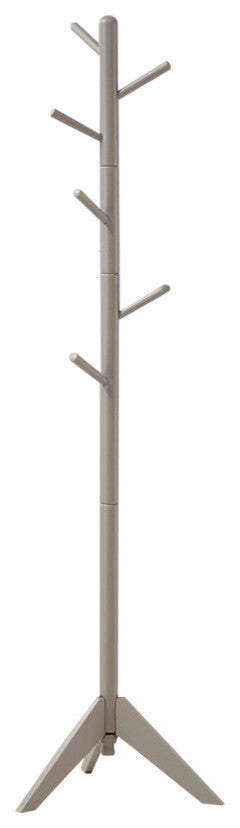 Benzara BM159260 Well-Made Metal Coat Rack with Six Pegs, Gray