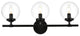 3 Light Black And Clear Bath Sconce