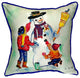 Betsy Drake Snowman Small Indoor/Outdoor Pillow 12x12