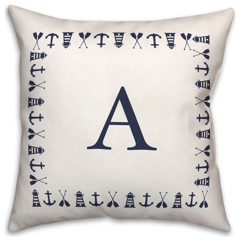 Nautical Monogram - A 18x18 Indoor / Outdoor Pillow