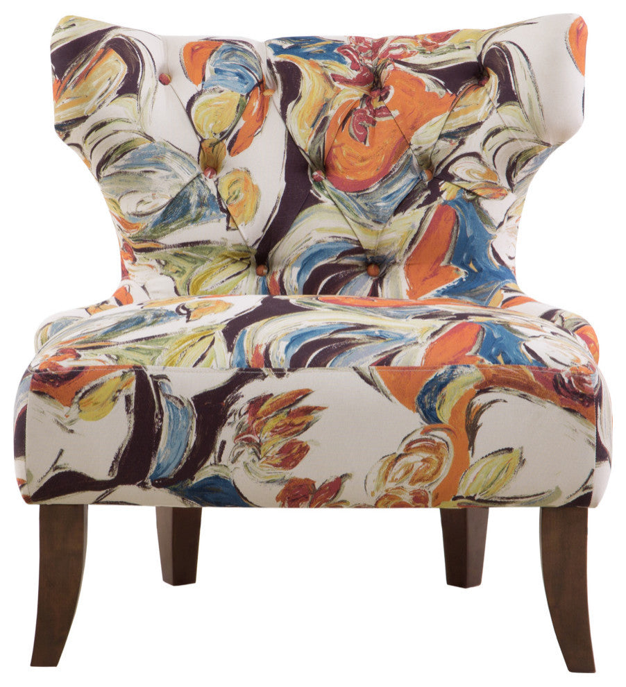 Madison Park Erika Hourglass Tufted Armless Chair, Multi, Abstract