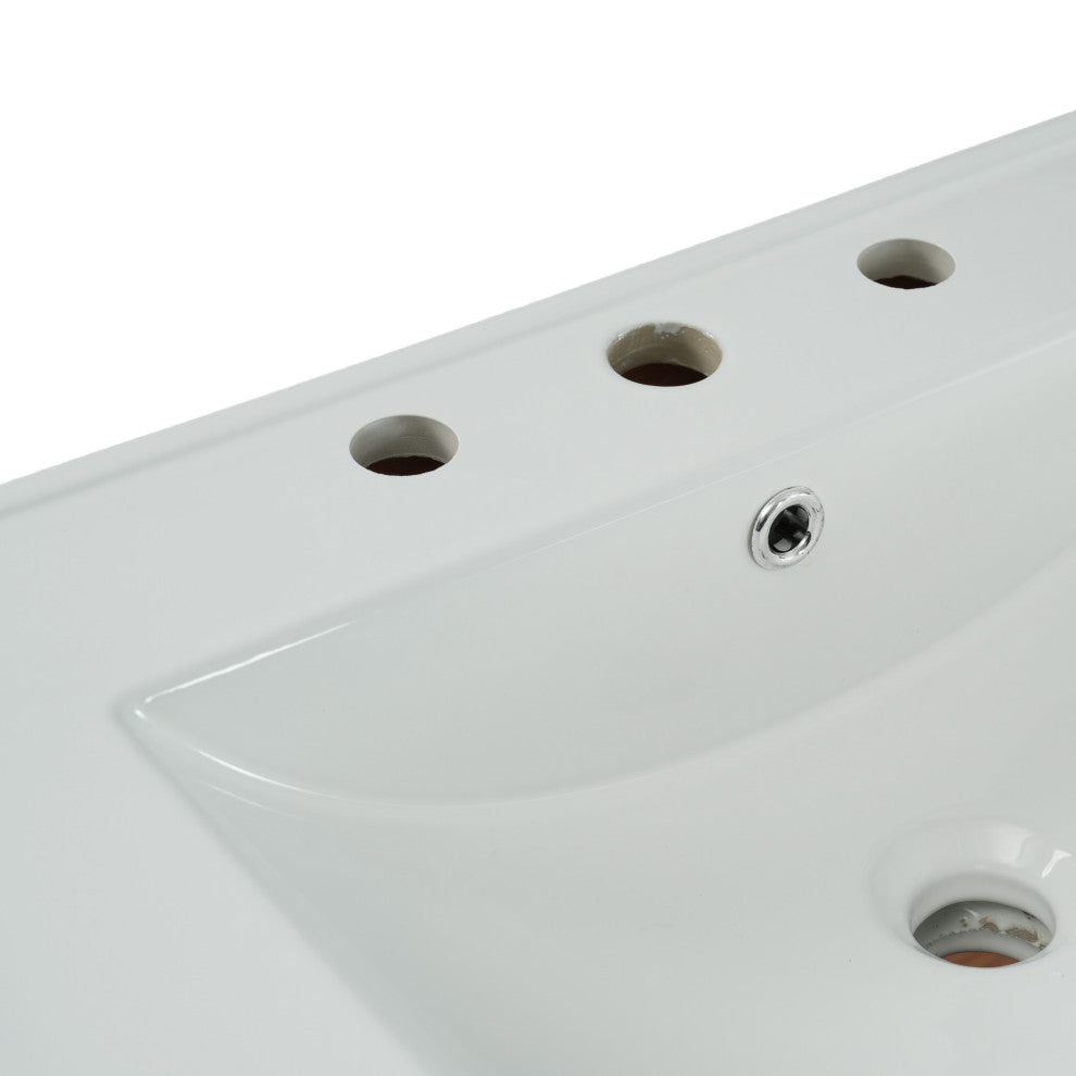 GDF Studio 30" Bathroom Vanity With Ceramic Sink & Free-Handle Doors, Natural