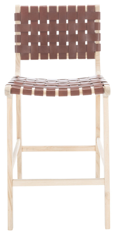 Safavieh Adah Leather Counter Stool, Cognac / Natural